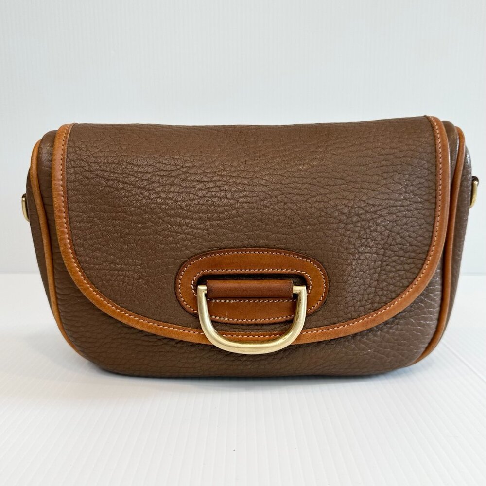 Vintage Dooney & Bourke Porthole Clutch Shoulder Bag Taupe/Tan AWL Rare - Picture 2 of 13